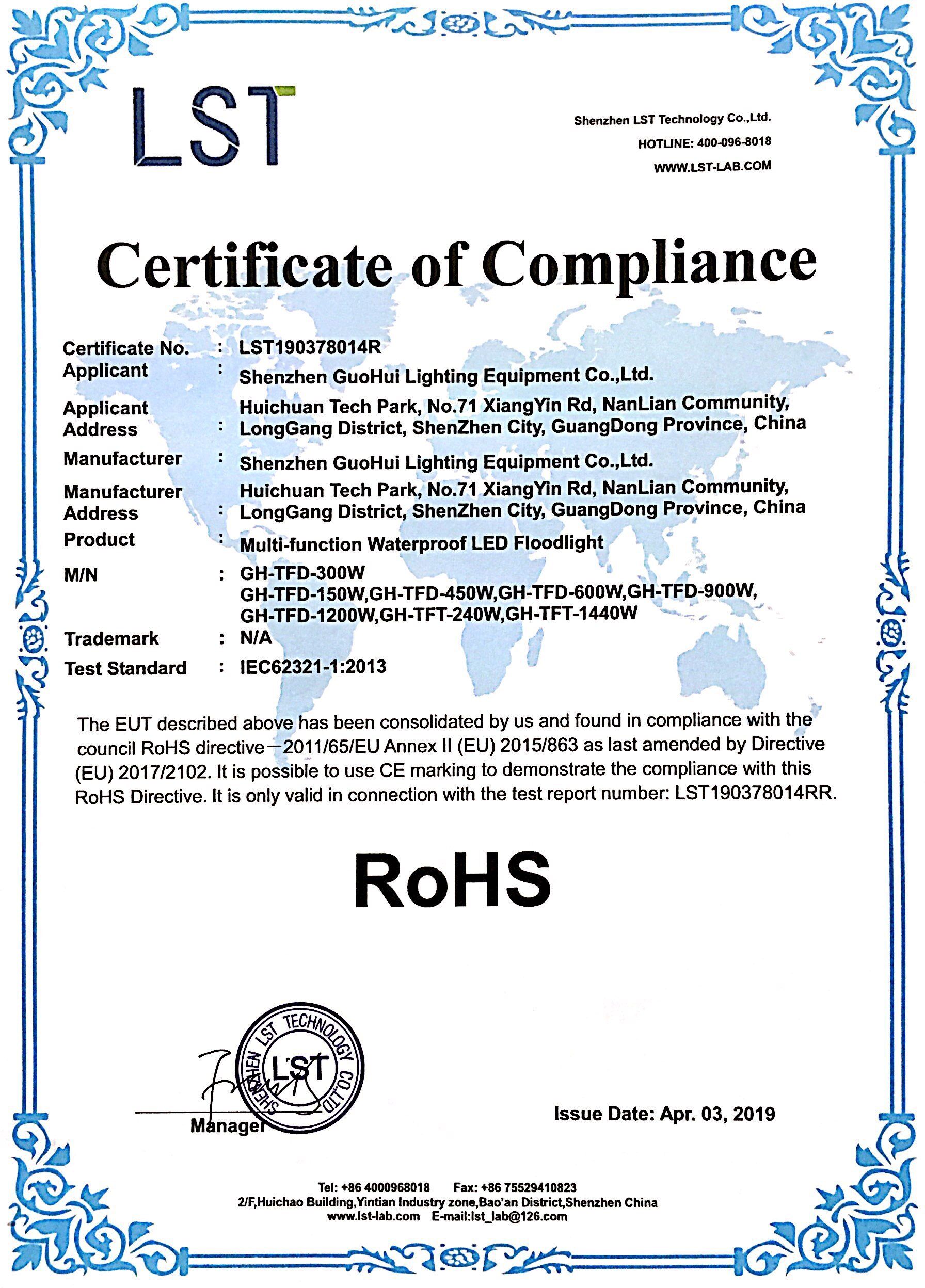 Certificates Guohui Lighting Solar Led Street Light Led Flood 